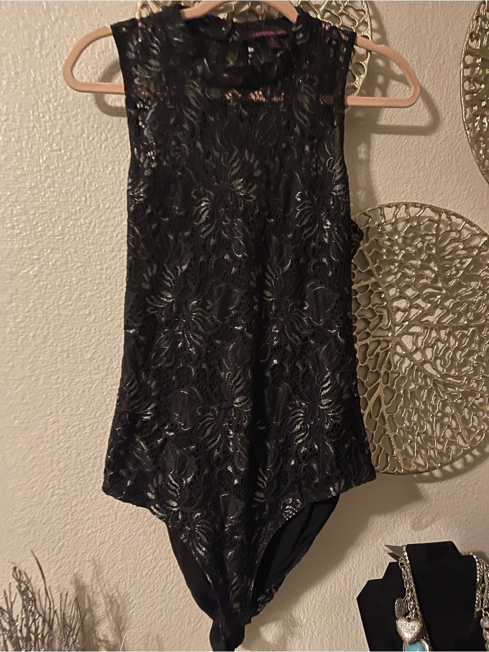 Black Lace Bodysuit - Women's Top